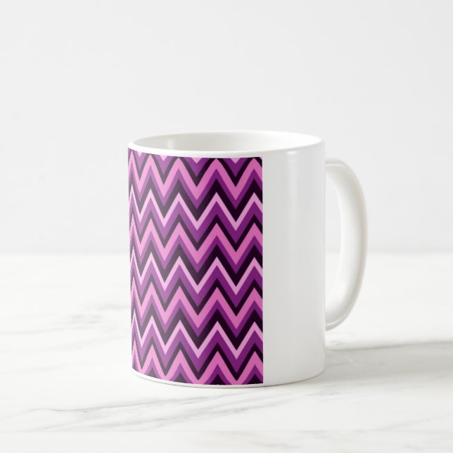 Mug Rose Chaude & Chevron Noir – Motif Zigzag Électriq (Devant droit)