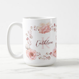 Mug Rose d'aquarelle Wreath personnalisée   BLANCHE