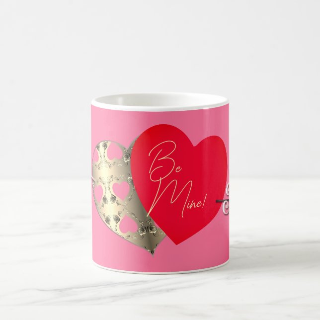 Mug Rose de bronze rose Coeur rouge Saint Valentin (Centre)