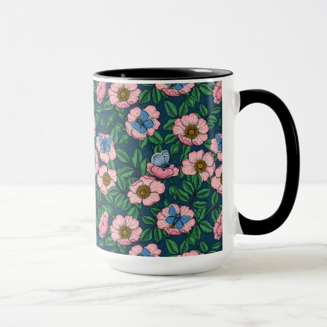 Mug Rose de chien et papillons (Droite)