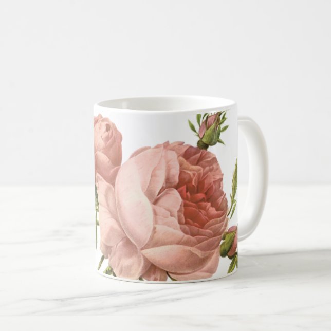 Mug rose de chou (Rosa centifolia foliacea) par Redout (Devant droit)