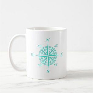 Mug Rose de la boussole blanche marine côtière