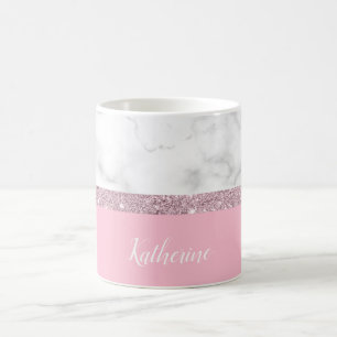 Mug Rose de marbre blanc de parties scintillantes