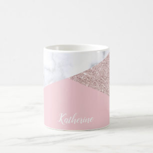 Mug Rose de marbre blanc de parties scintillantes