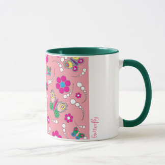 Mug rose de papillon de motif
