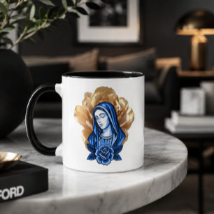 Mug Rose d'Or Vierge Marie Cadeau Catholique Chrétien