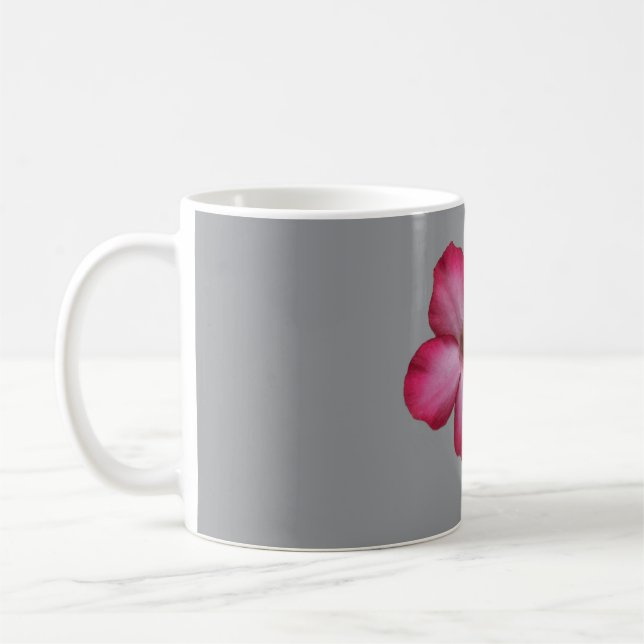 Mug Rose du désert (Adenium) avec une seule feuille (Gauche)