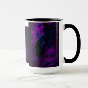 Mug Rose éffrayant en matière noire, araignées noires