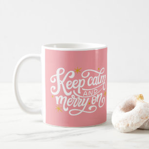 Mug Rose et blanc Gardez le calme et le plaisir sur la