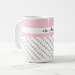 Mug rose et gris, Pois, personnalisées