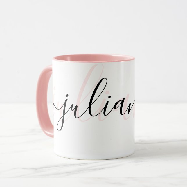 Mug Rose et noir chic personnalisé  (Devant gauche)