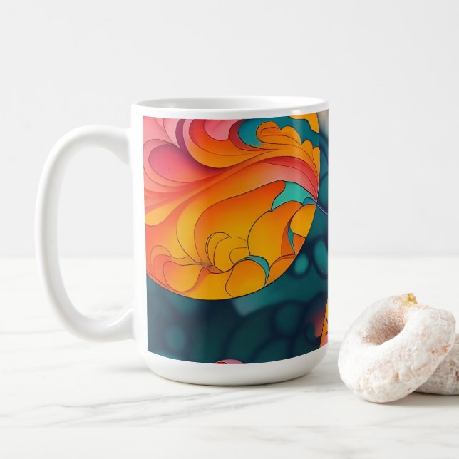 Mug rose et or pleine lune Arbre Silhouette (Avec donut)