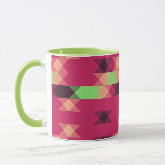 Mug rose et vert géométrique (Gauche)