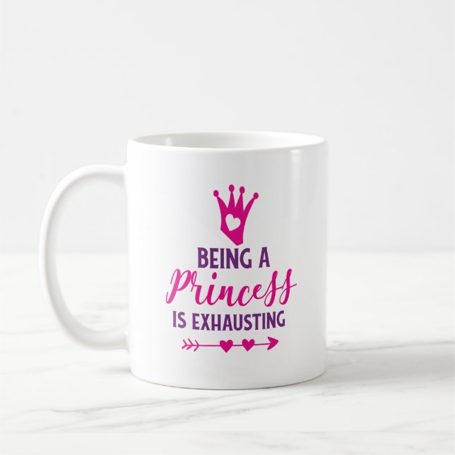 Mug Rose et Violet Être une princesse est épuisant (Gauche)