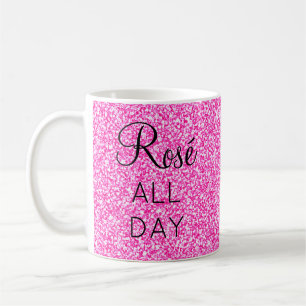 Mug Rosé Féminin Tout en Rose Paillettes Rose Chaud