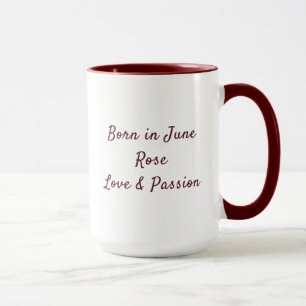 Mug Rose Fleur de Naissance de Juin Personnalisée avec