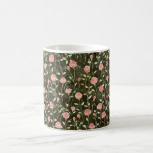 Mug Rose Floral Black Pink
