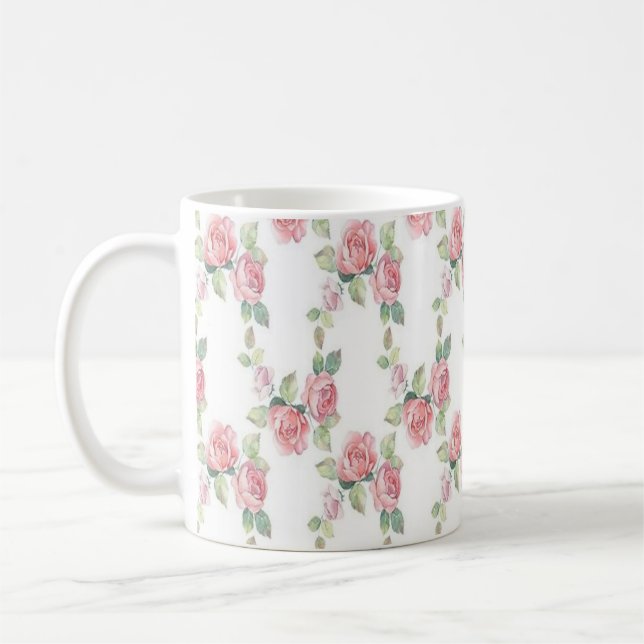 Mug Rose Florale Rose Chic Usé (Gauche)