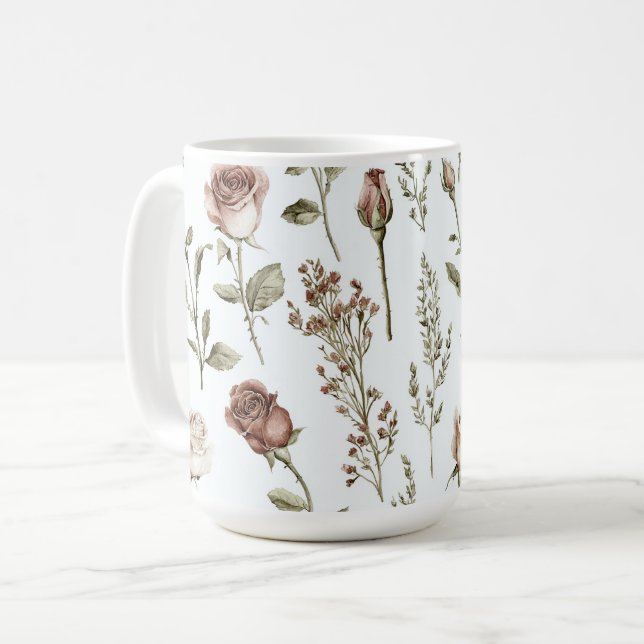 Mug Rose Florale Rose Rouge Rose (Devant gauche)