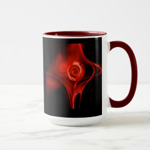 Mug ROSE FRACTAL, rouge, noir