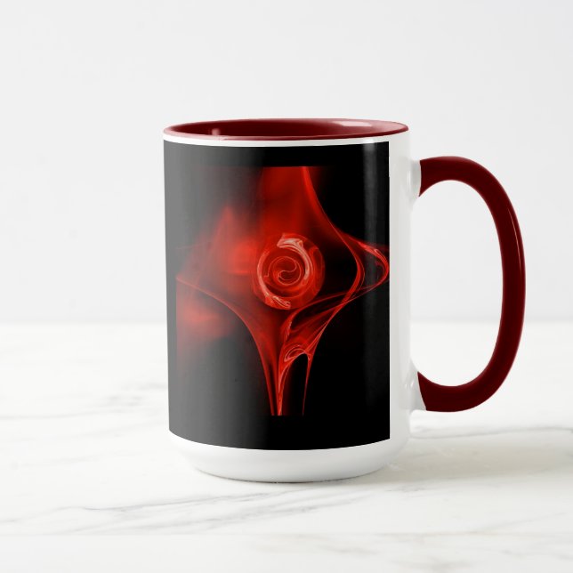 Mug ROSE FRACTAL, rouge, noir (Droite)