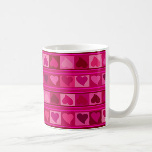 Mug Rose génial de fuschia de Mozaic   de coeurs et de