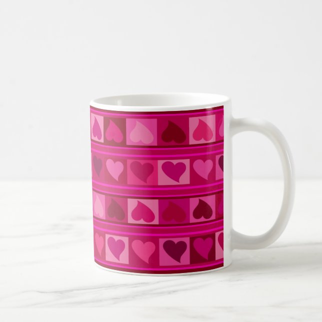 Mug Rose génial de fuschia de Mozaic | de coeurs et de (Droite)