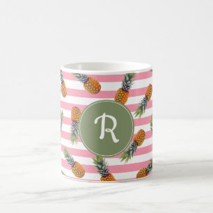 Mug Rose Girly du motif   d'ananas d'été barré