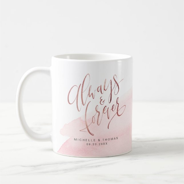 Mug Rose Gold Blush Moderne Toujours Et Éternel Script (Gauche)
