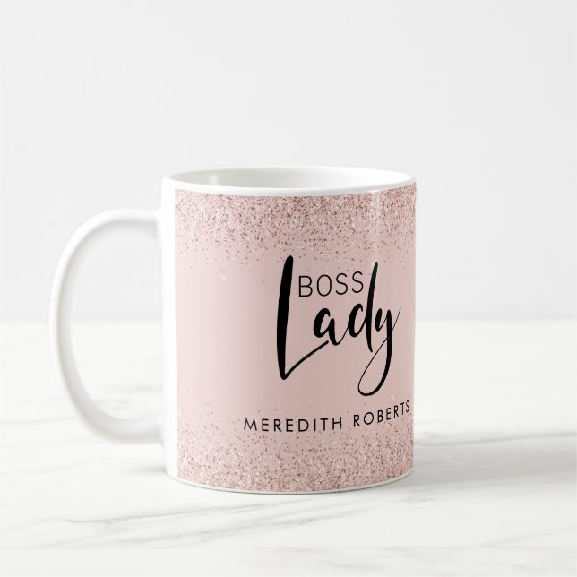 Mug Rose Gold Blush Parties scintillant Boss Lady Pers (Gauche)