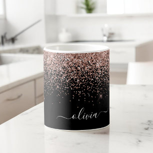 Mug Rose Gold - Blush Pink Black Parties scintillant N
