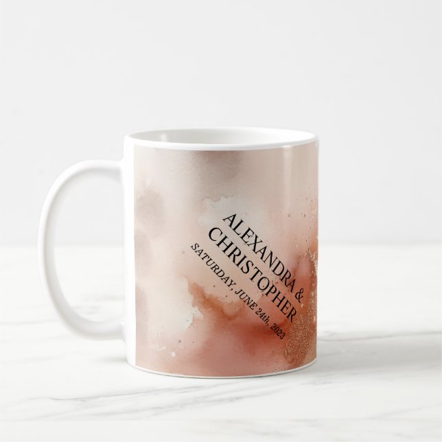 Mug Rose Gold Dust Watercolor Jour de mariage (Gauche)