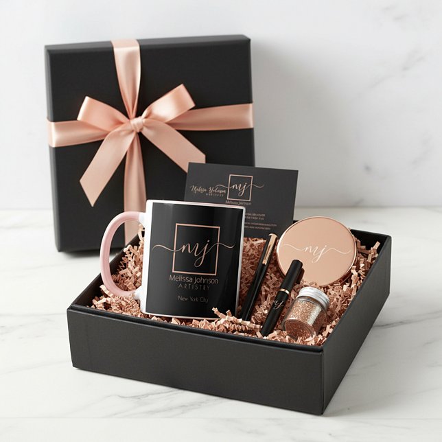 Mug Rose Gold Élégant sur Noir (Créateur téléchargé)