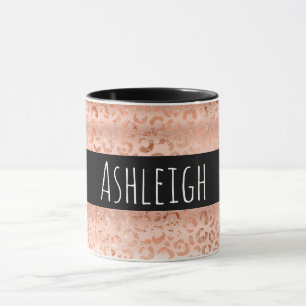 Mug Rose Gold Empreinte de léopard personnalisé