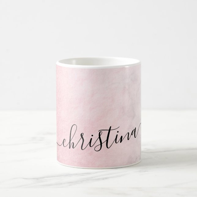 Mug Rose gold et marbre blanc à dégradé moderne élégan (Centre)