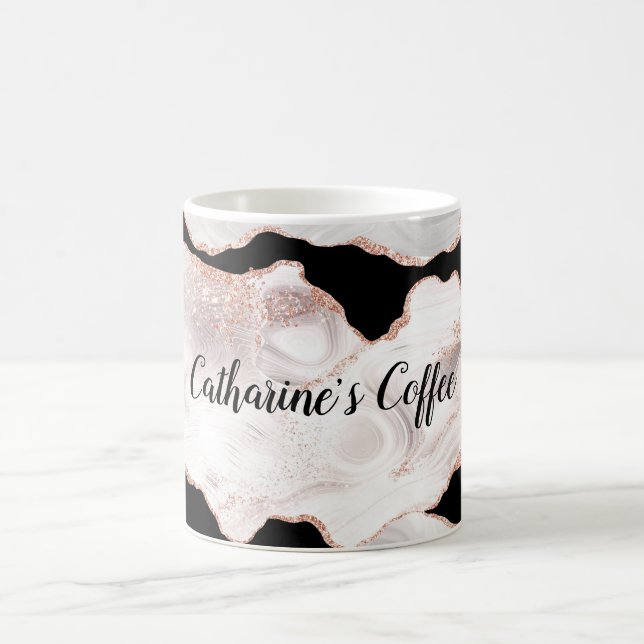 Mug Rose Gold Glitter Agate Noir et Blanc Tourbillon M (Centre)