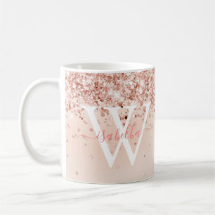 Mug Rose Gold Nom du script Monogramme