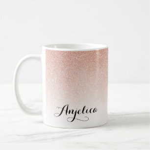 Mug Rose Gold Ombre Faux Nom de la Parties scintillant