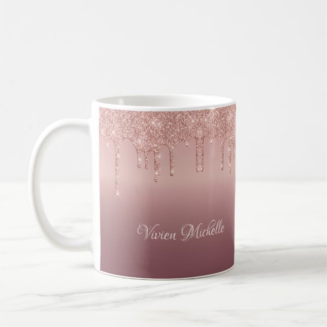 Mug Rose Gold Pailleté qui dégouline (Gauche)