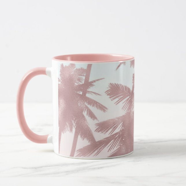 Mug Rose Gold Palmiers Roses Plage Ombré Palmiers Élég (Gauche)