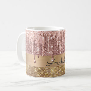 Mug Rose Gold Parties scintillant Driving Gold Stripes