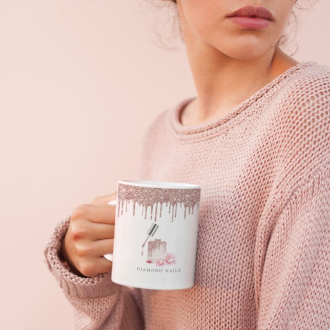 Mug Rose Gold Parties scintillant ongle Salon d'affair (Créateur téléchargé)