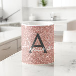 Mug Rose Gold Sparkle Glitter Monogram<br><div class="desc">Blush Pink - Rose Gold et Charcoal Grey (Grey) Parties scintillant étincelante Monogramme Nom et première tasse de café. La tasse fait le cadeau parfait pour quelqu'un qui aime l'or rose.</div>