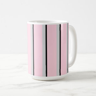 Mug Rose, gris, noir, impression rayée