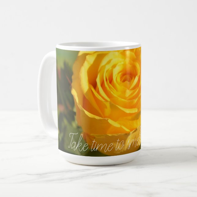 Mug Rose jaune personnalisé (Devant gauche)