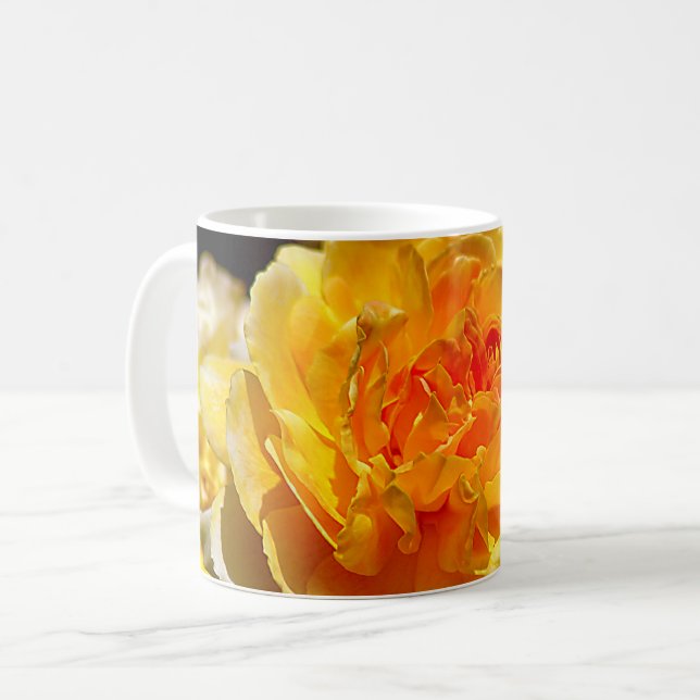 Mug rose jaune simple (Devant gauche)
