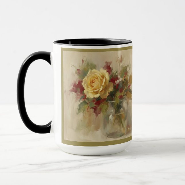 Mug "Rose jaune unique dans un vase en verre" (Gauche)