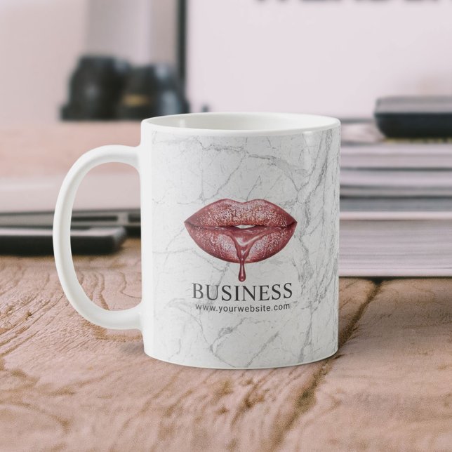 Mug Rose maquillage Marbre blanc de lèvres à goutte d' (Créateur téléchargé)
