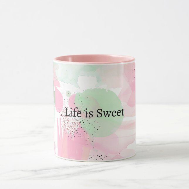 Mug Rose Menthe Abstrait La vie est douce (Centre)