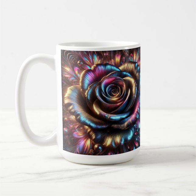 Mug Rose métallique multicolore avec Flouris Vibrants (Gauche)
